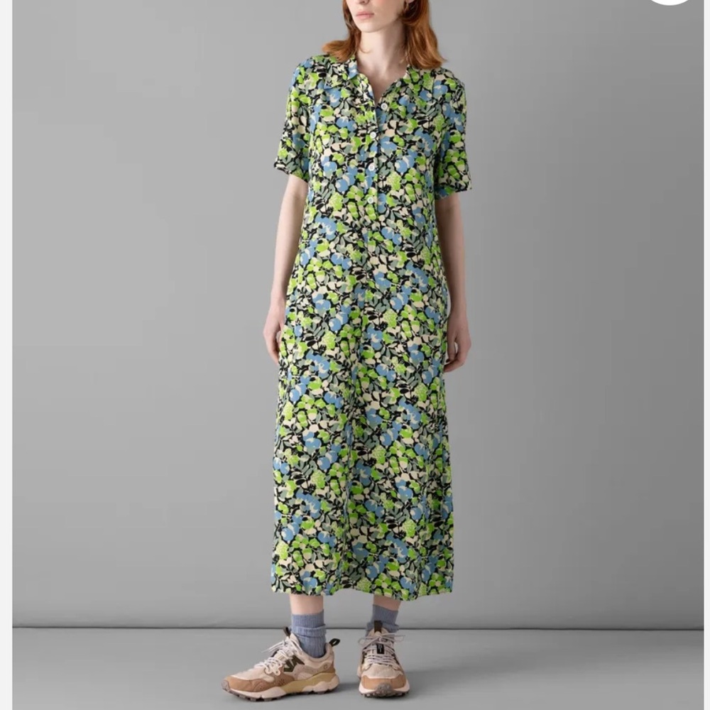 Toast Crepe Floral Shirt Dress MIDI Sz XL